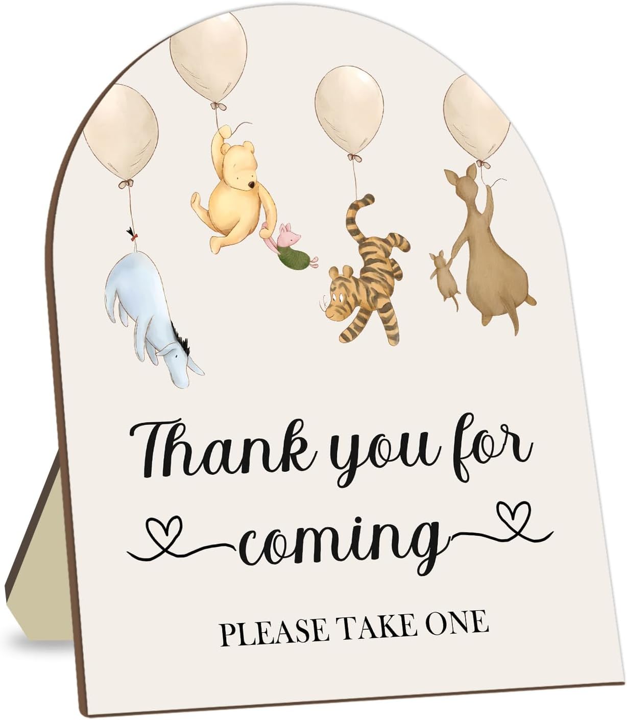 Winnie Decor Wedding Shower Welcome Sign, Thank You for Coming Please Take One Sign, Classic Pooh Bridal Shower Baby Shower Wooden Sign, Wedding Party Decor Sign with Stand 9 * 11IN