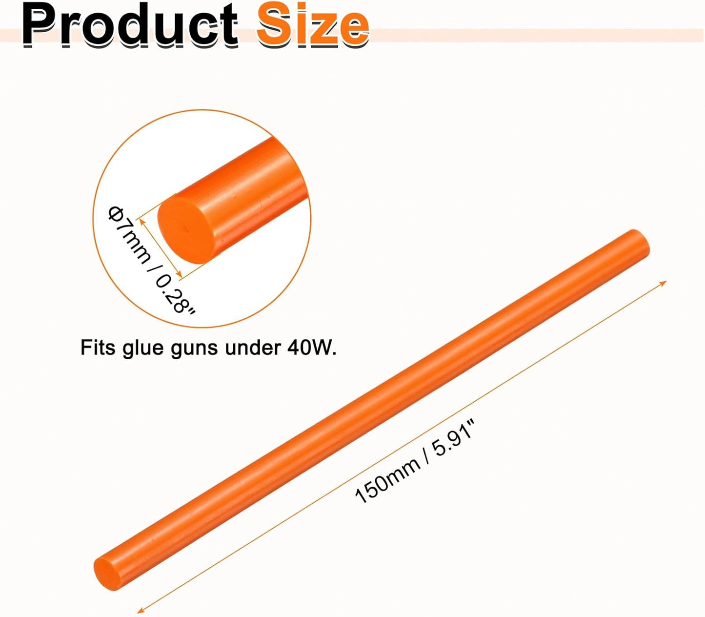 HARFINGTON 10pcs Hot Glue Sticks 0.28" Dia x 5.91" Long EVA Mini Hot Melt Adhesive Glue Stick for Hot Melt Gun Wood Plastic Glass Flowers Fabrics Foam, Orange