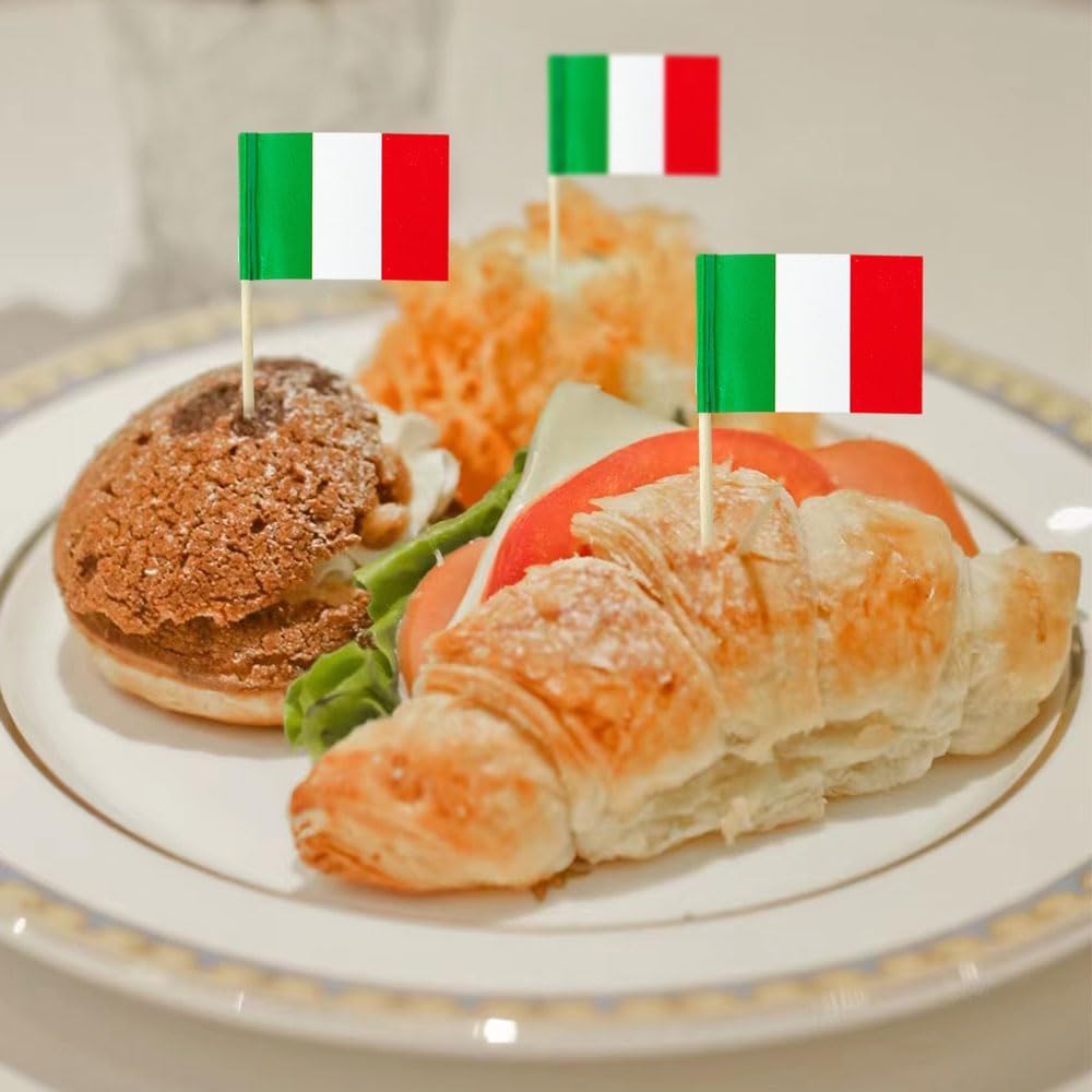 mflagperft Italy Flag Italian Flag, Small Mini Italy Toothpick Flags for Food, Cupcakes, Cocktails, Appetizers, Bar Party Decorations