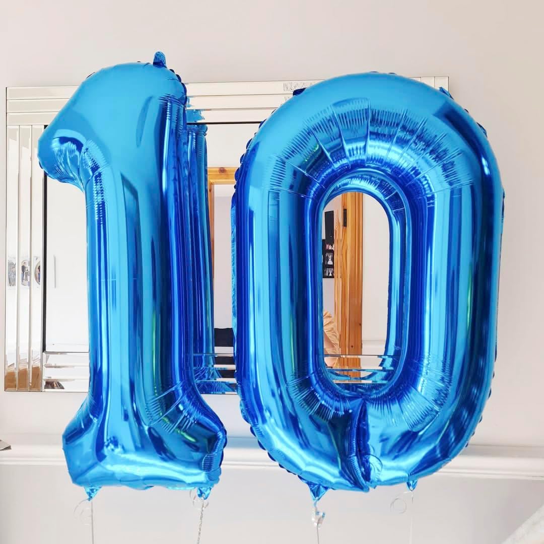 Blue 3 Balloon Number,40 Inch Number 3 Balloon Big Blue 3 Foil Mylar Helium Balloon for Birthday Party Decorations