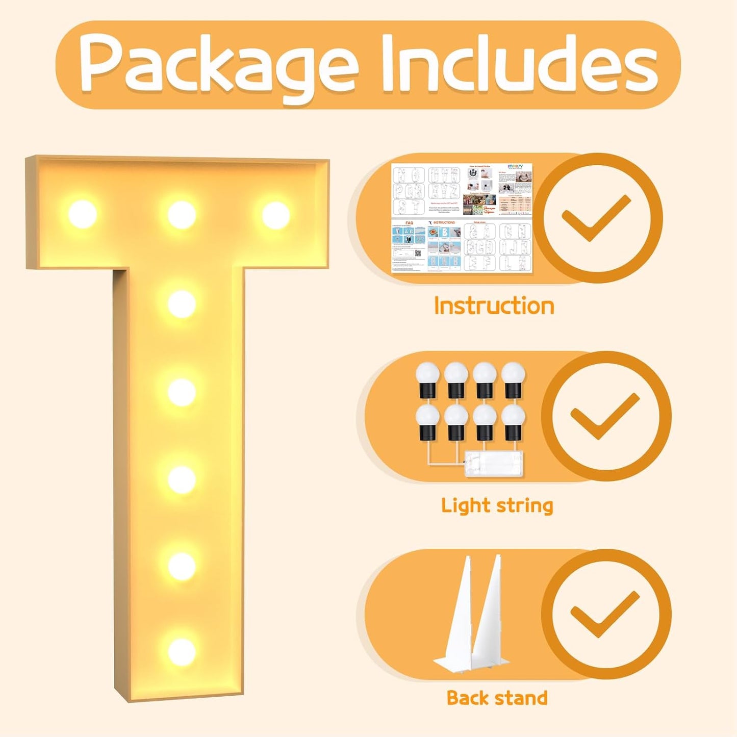 Marquee Letters 3 Feet Tall Large Light Up Letters T Happy Birthday Decorations Marry Me Engagement Party Decor Yellow Light Birthday Decorations Balloon Arch Kit Foam Sign T