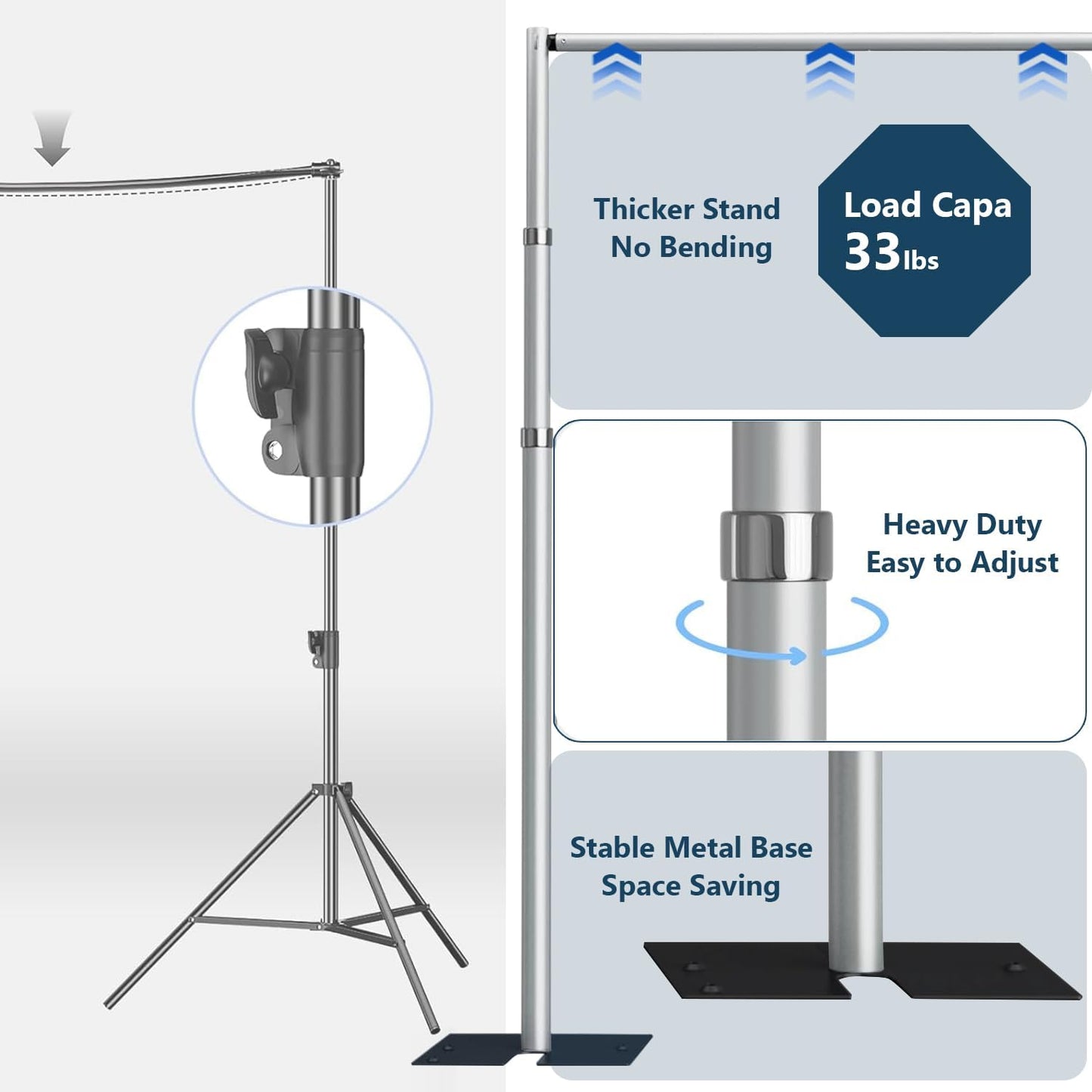 SLOW DOLPHIN 10x 10ft Pipe and Drap Backdrop Stand Kit,Heavy Duty Adjustable Frame Backdrop Stand for Event, Birthday Party, displays and Wedding Decoration.