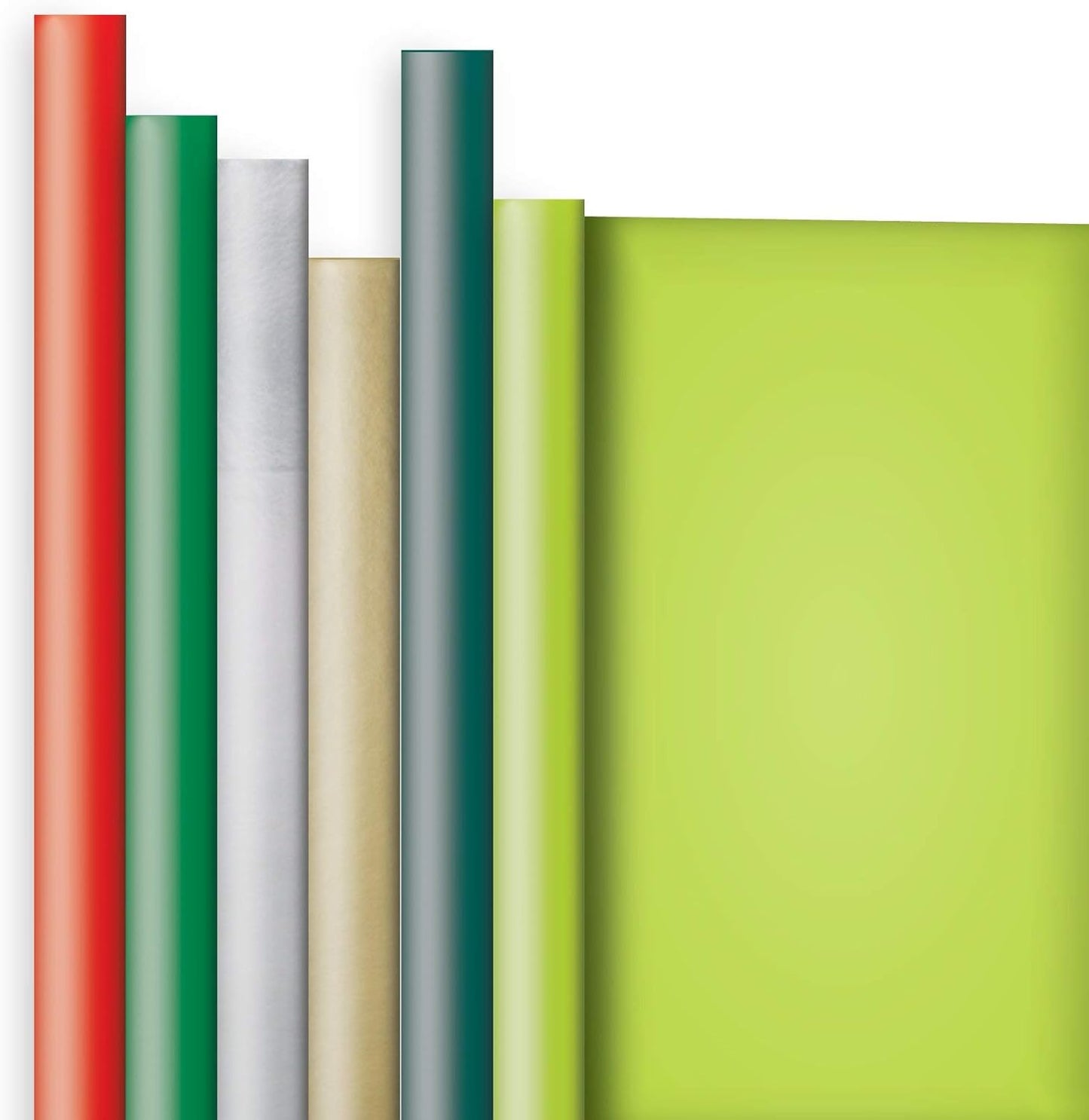 Jillson Roberts 6 Roll Solid Color Gift Wrap, Red,Green,Hunter,Gold,Silver,Lime