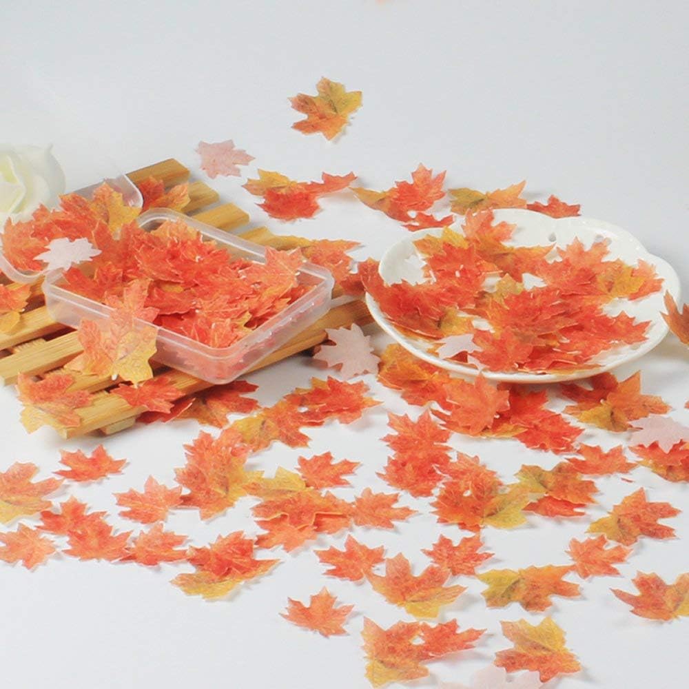 GEORLD Set of 36 Edible Fall Leaves Gold Leaf Cake Decorations, Party Cupcake Topper