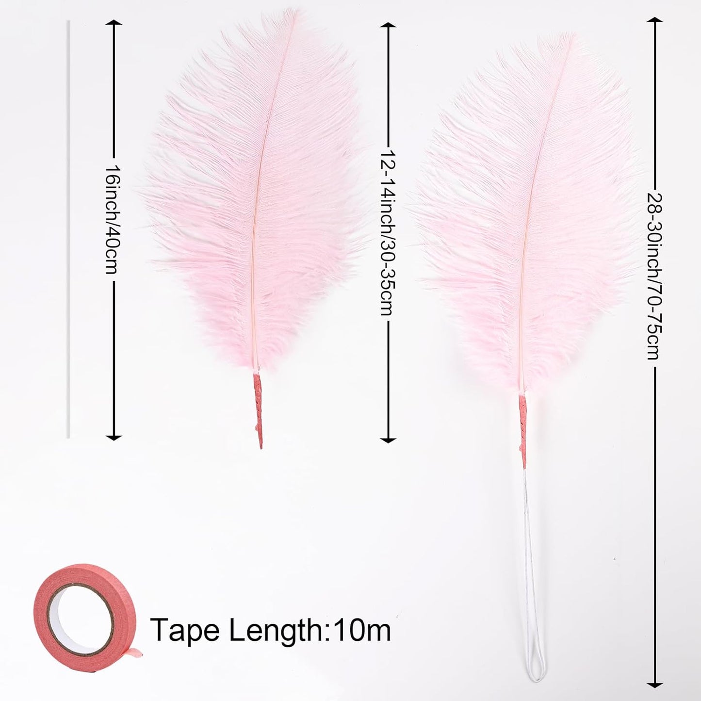 Bulk Pink Ostrich Feathers - 12pcs 12-14inch Crafting Supplies for Centerpiece Table Decorations