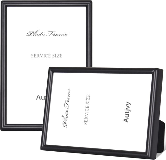 3.5x5 Picture Frame Matte Black Modern Simple Thin Aluminum Metal Photo Frame with HD Real Glass, Display for Tabletop and Wall Collage. (2 Pack)