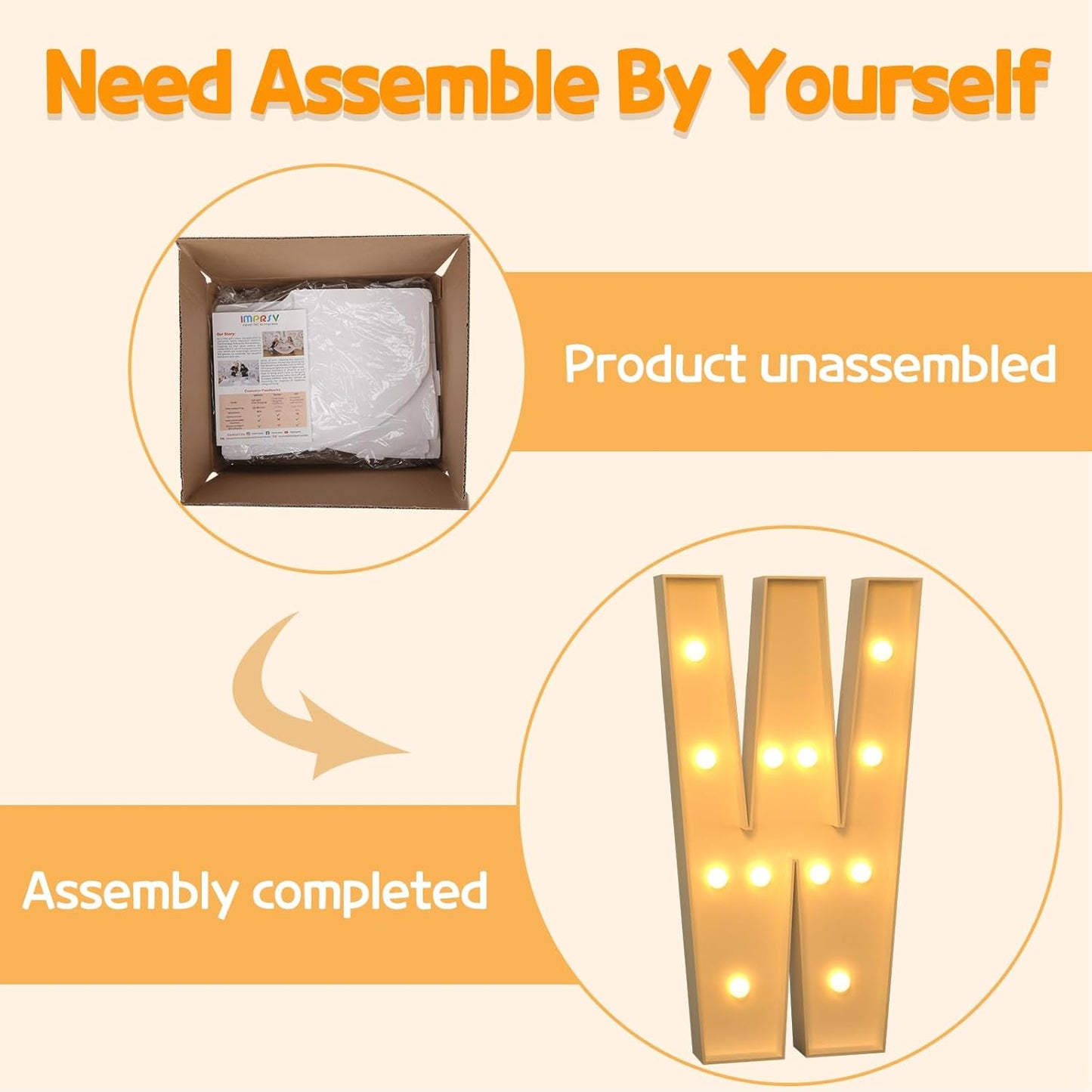 Marquee Letters 4 Feet Tall Large Light Up Letters W Happy Birthday Decorations Wedding Engagement Party Decor Yellow Light Birthday Decorations Balloon Arch Kit Foam Sign W