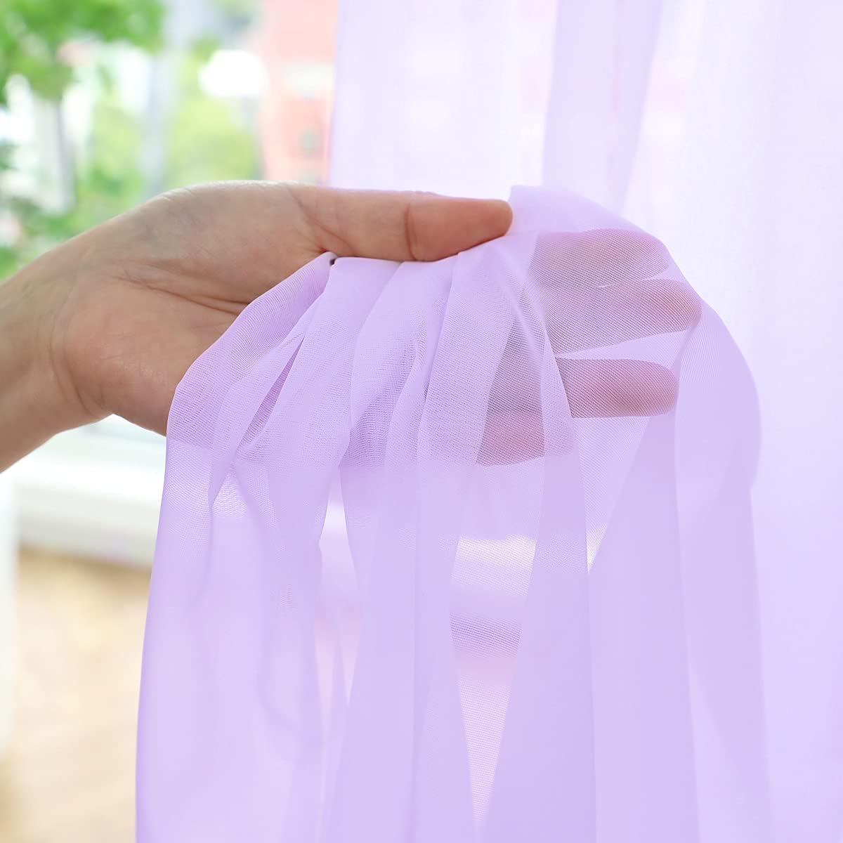Window Purple Sheer Curtains 48 Inches Width 84 Inches Long 2 Panels Sheer Curtain Clear Curtains Basic Rod Pocket Panel for Home Living Room Bedroom Kids Room Yard Patio Parlor Sliding