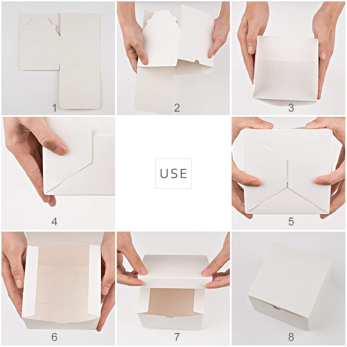 MESHA 4x4x4'' White Gift Boxes 50 PC Bulk Small Gift Box with Lids, Kraft Paper Boxes for Presents, White Bridesmaid Proposal Box for Packaging
