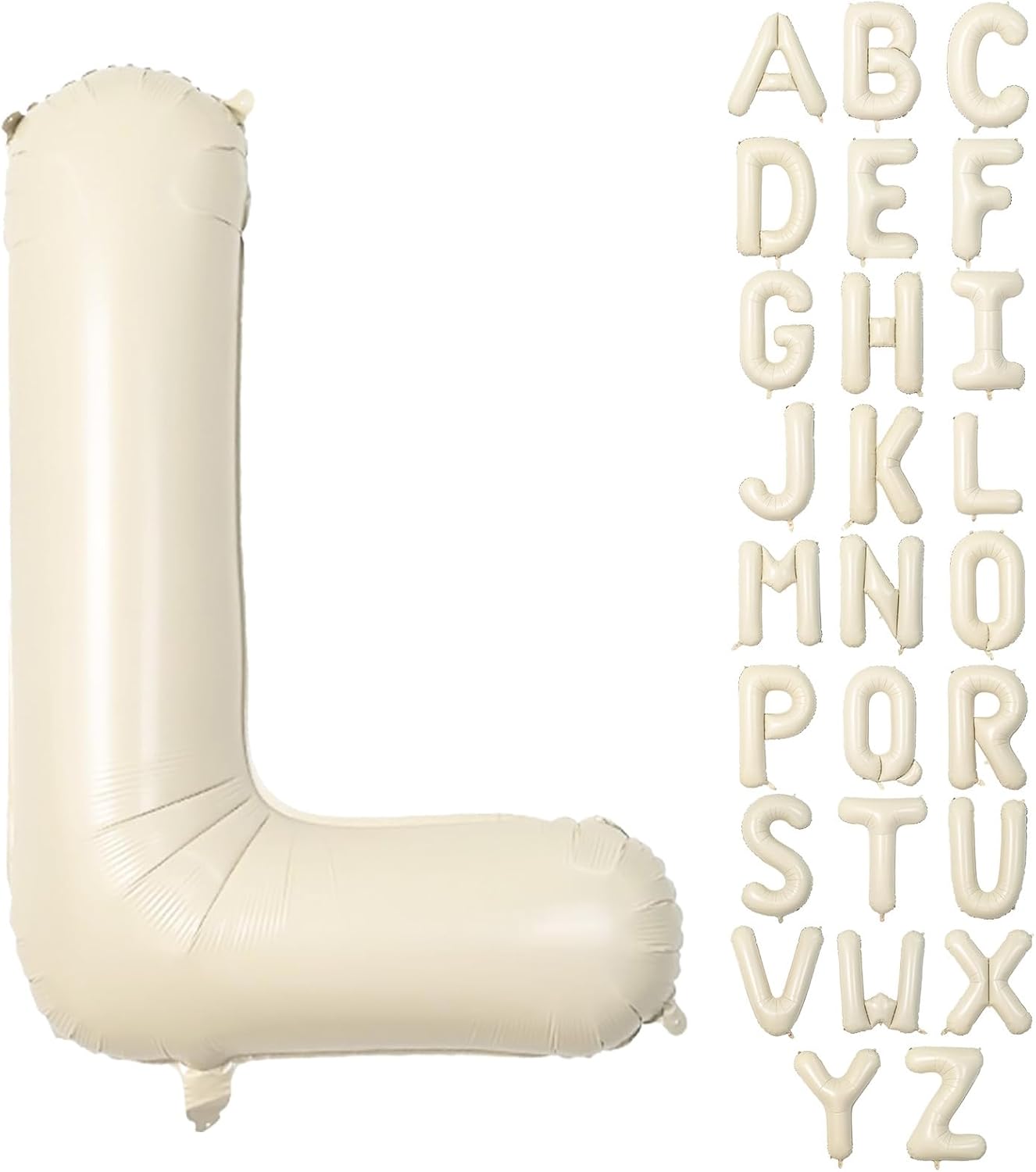 40 Inch Letter Balloons L, Big Custom A-Z Alphabet Foil Name Balloon Cream White, Self Inflating Beige Customize Helium Balloon Letters L for Women Girls Birthday Bride Baby Shower Party Decorations