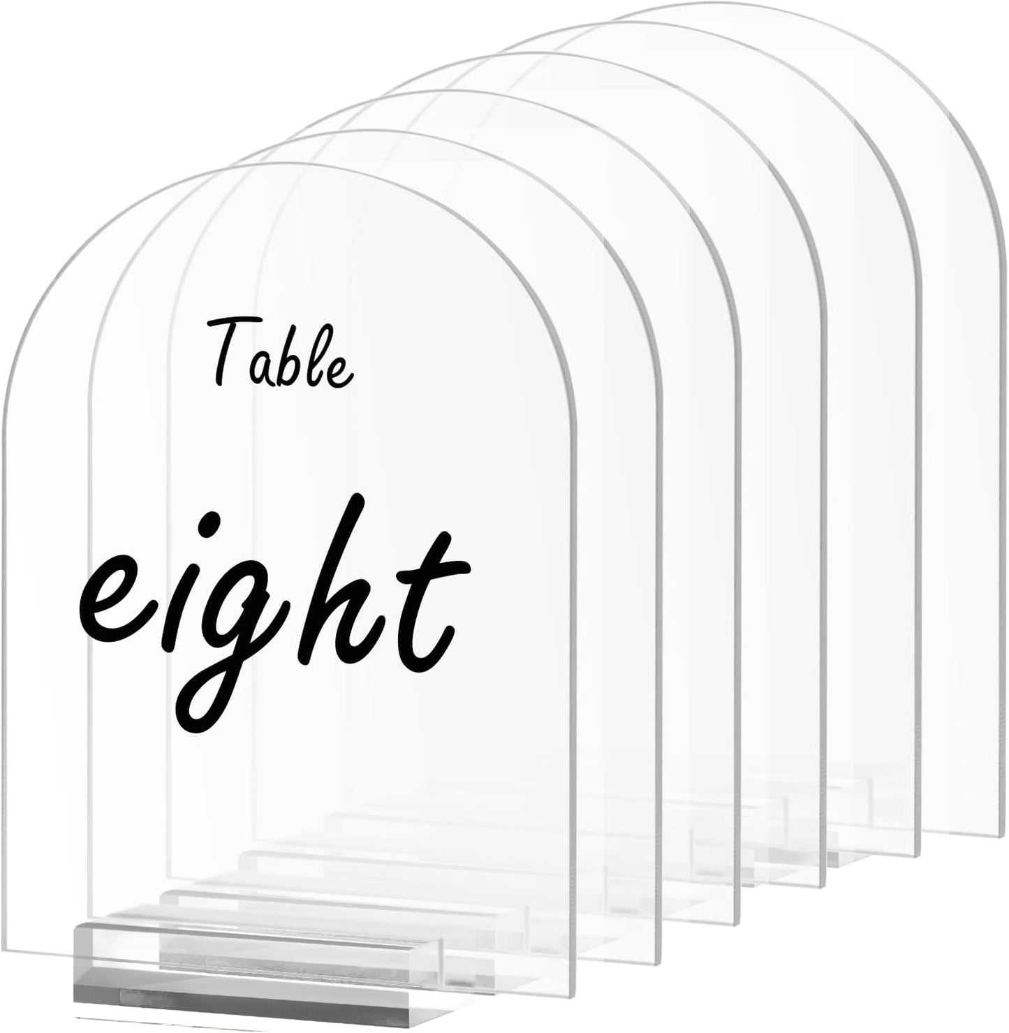6 Pack 8x10 Inch Clear Arch Acrylic Sign with Stands, Blank Table Signs, Arched Round Top Acrylic Sheet, DIY Arch Signs Blank for Wedding Table Number Menu Bar List Sign