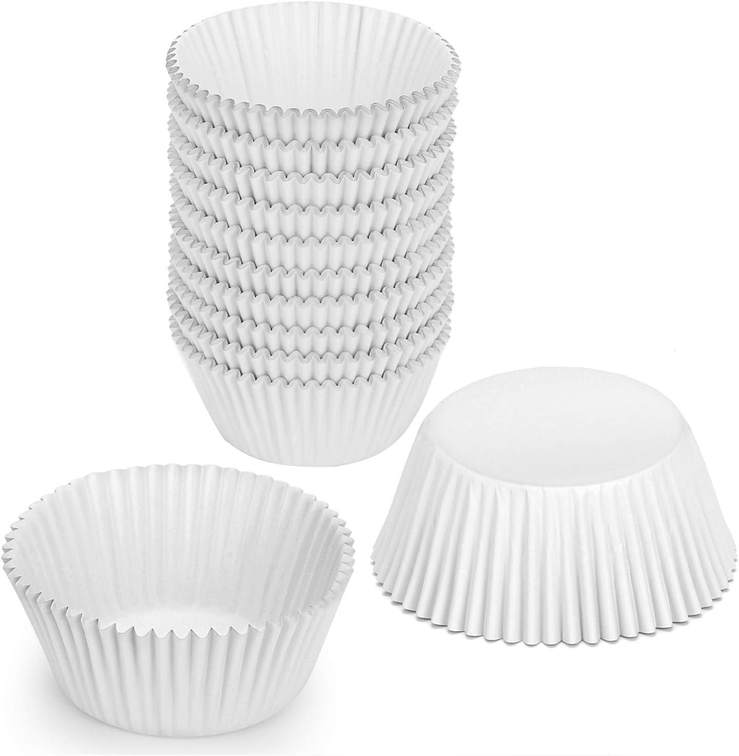Gifbera White Metallic Foil Cupcake Liners Standard Size Baking Cups, 200-Count