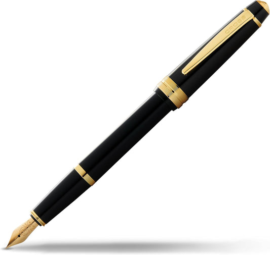 Cross Bailey Light Refillable Fountain Presented in a Everyday Gift Box - Medium Point, Black Ink, Polished Black