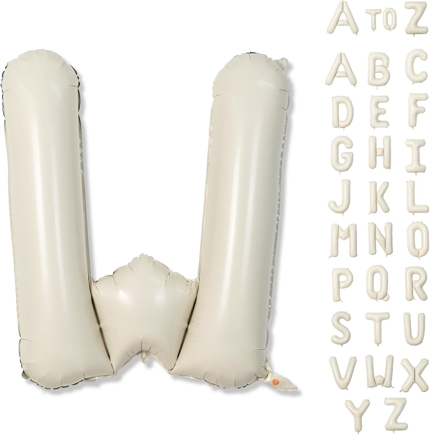 40 Inch Custom Letter Balloons, Giant Alphabet W Foil Name Ballon Cream White, Mylar Self Inflating Balloon Beige Letters W Decor, Helium Letter Customize Balloons for Women Birthday Party Decoration
