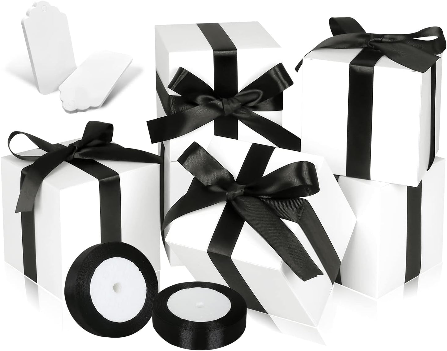 50 Pack Small Gift Boxes, 2x2x2 Favor Boxes White Paper Gift Boxes with Lids for Presents, Crafting, Cupcake Boxes, Gifts, Candy Boxes for Wedding Party Bridal Shower Baby Shower Favors