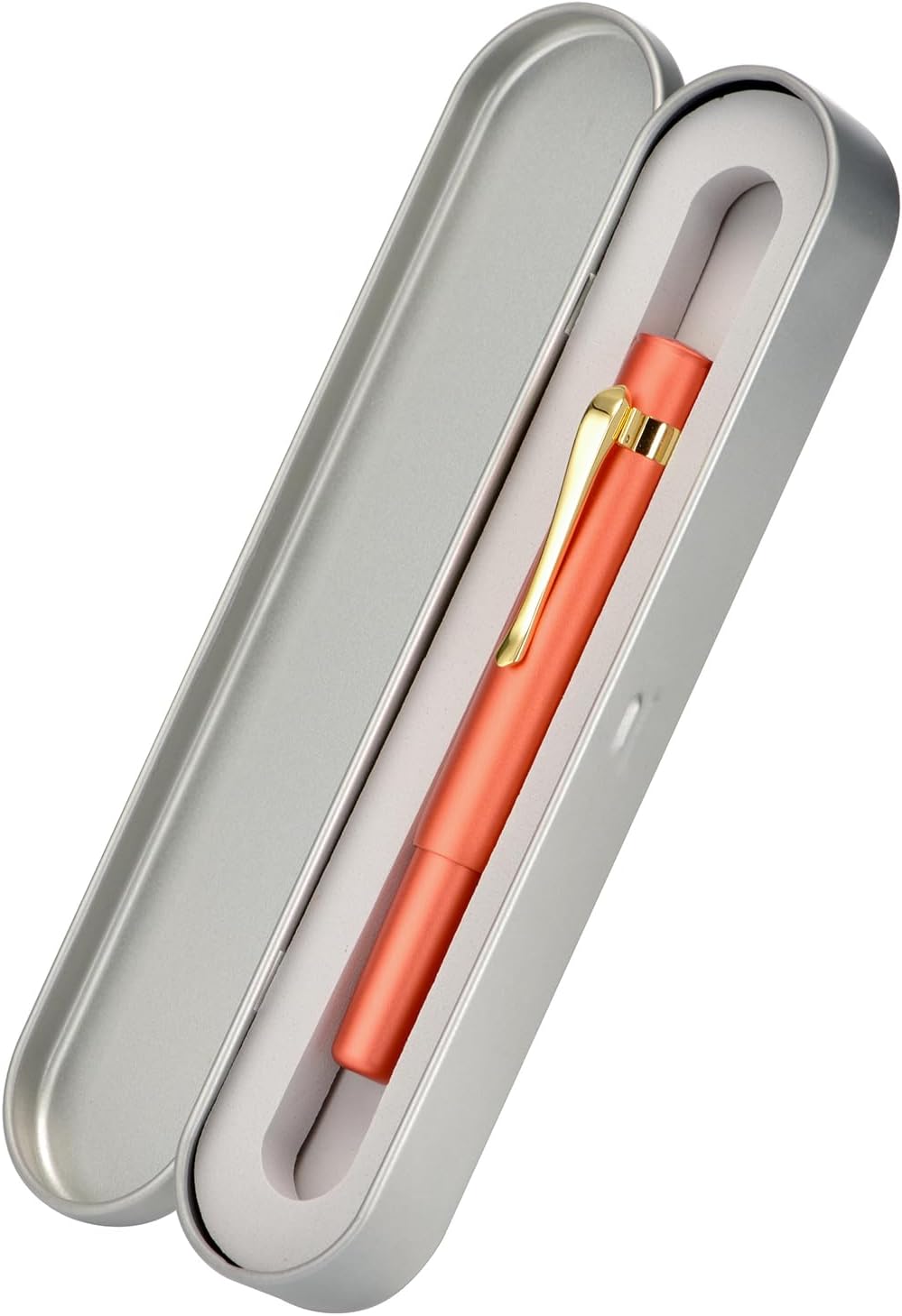 Hongdian M2 Black Forest Mini Fountain Pen, Fine Soft Golden Nib & Sleek Shape Aluminium Short Pocket Travel Pen (Orange Red)