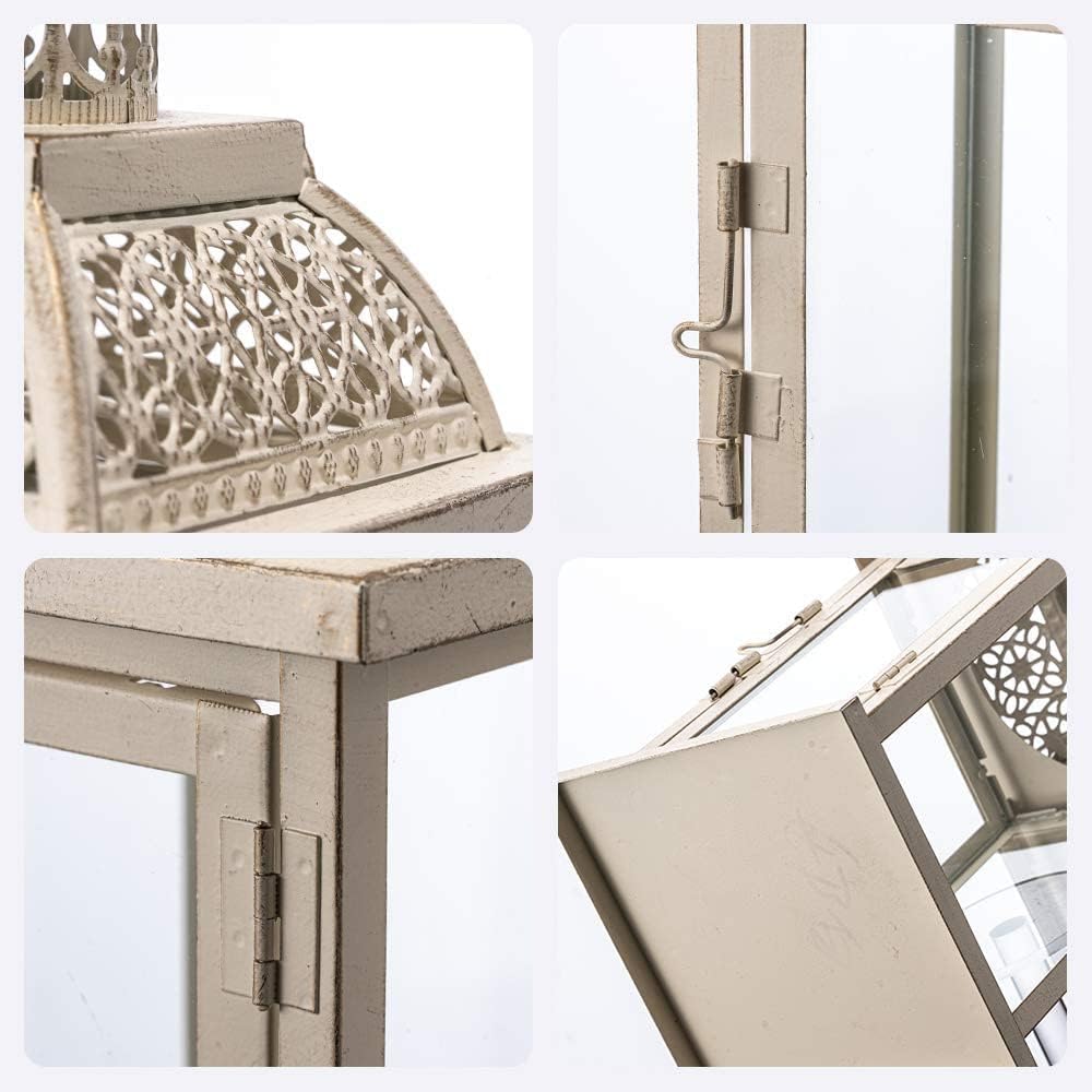 NEEDOMO 14.4" Lanterns Decorations Indoor, Hanging Candle Lantern Outdoor, Vintage Large Lantern Decor with Clear Glass, Metal Candle Holder for Home, Table, Patio, Rustic Farmhouse Wedding, Christmas