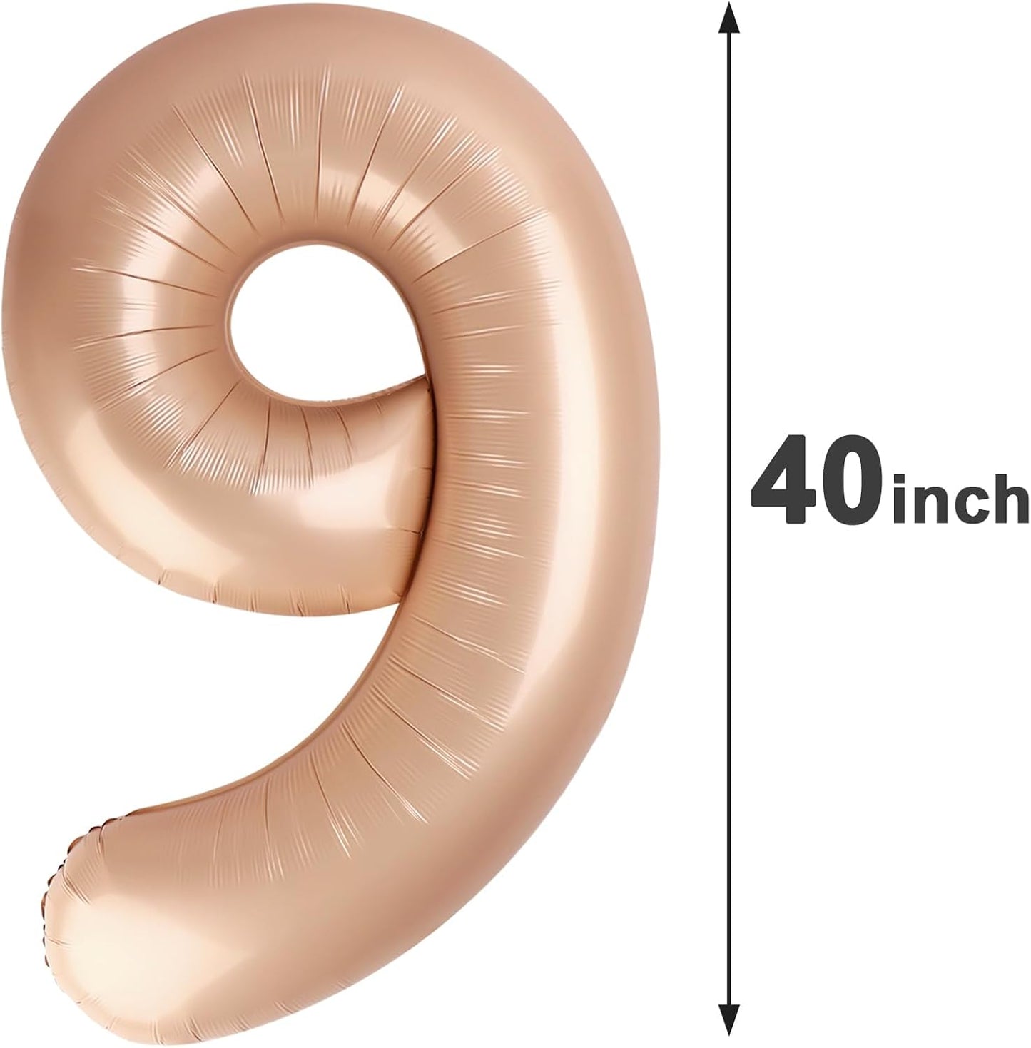 40 Inch Big Light Brown 9 Balloon Number, Jumbo Giant Happy 9th 19 29 39 49 99 Birthday Party Decorations,Light Brown Large Nine Mylar Foil Anniversary Birthday Party Engagement Decorations