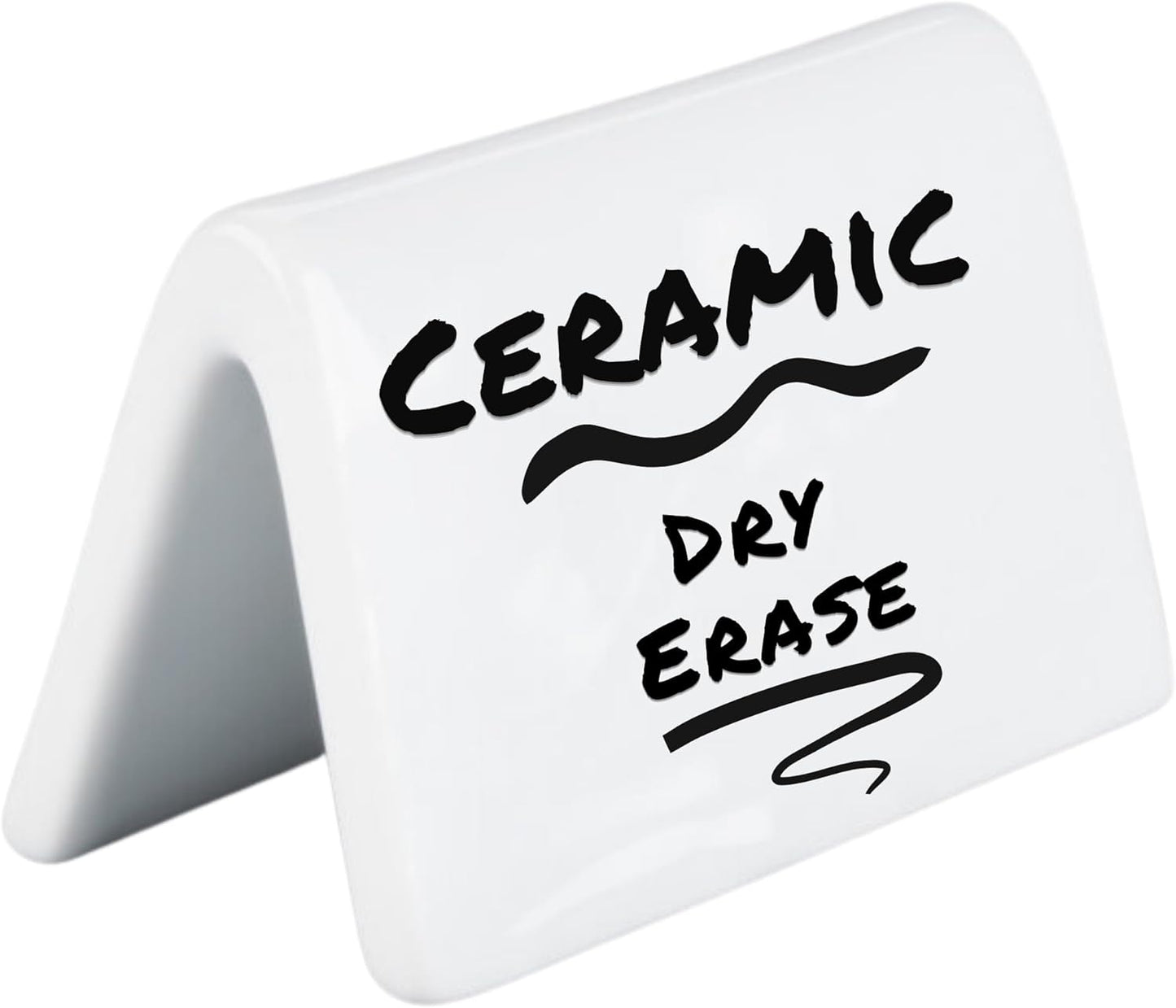 Double Sided Ceramic Dry Erase Table Tent Sign White - 3-1/2"x2" - Reusable Tabletop Setting. Great for Wedding, Birthday, Picnic, Banquet, Buffet, Bakery, Party, Events, Message Board, Food Tents
