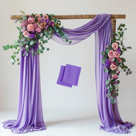 Wedding Arch Draping Fabric 2 Panels 28.7" x 20FT Lavender Purple Sheer Chiffon Backdrop Drapes for Wedding Ceremony Birthday Party Bridal Shower Outdoor Decoration