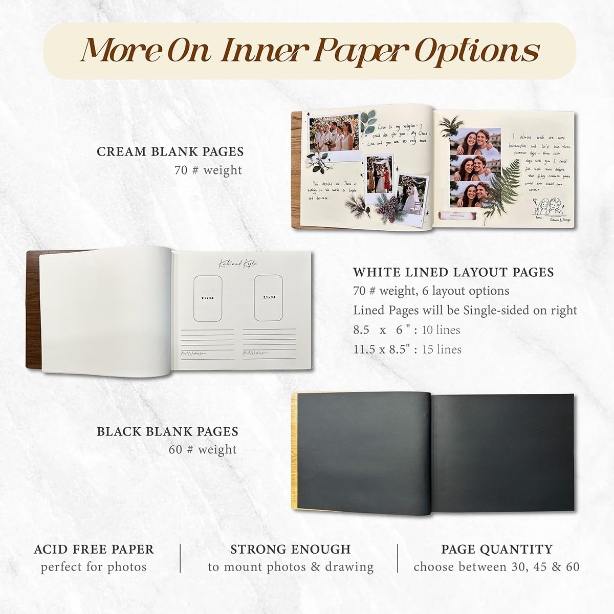 Personalized Wooden Wedding Guest Book, Custom Reception Sign Wooden Guestbook, Wedding Anniversary Birthday Decoration Supplies, Ideal for Photo Wedding Album, Photobooth Guestbook (Natural Wood)