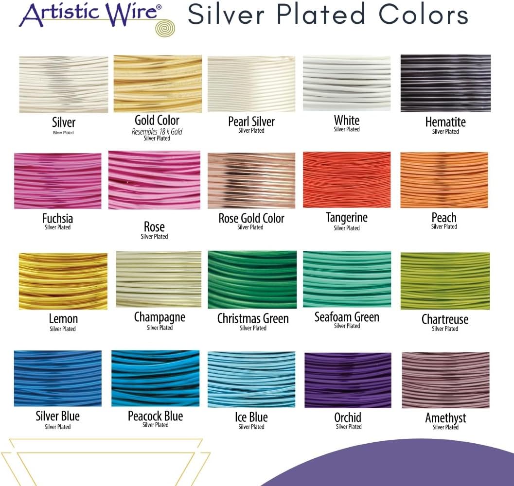 Artistic Wire, 18 Gauge Silver Plated Tarnish Resistant Colored Copper Craft Wire, Ice Blue, 20 ft
