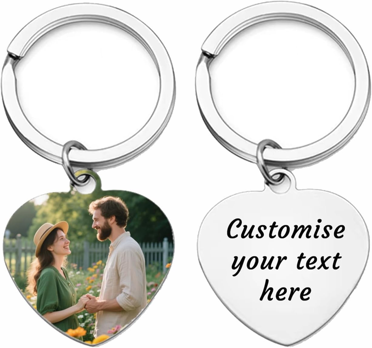 Personalised Keyring with Custom Photo & Text - Gift for Mum, Dad, Him, Her, Grandparents, Family