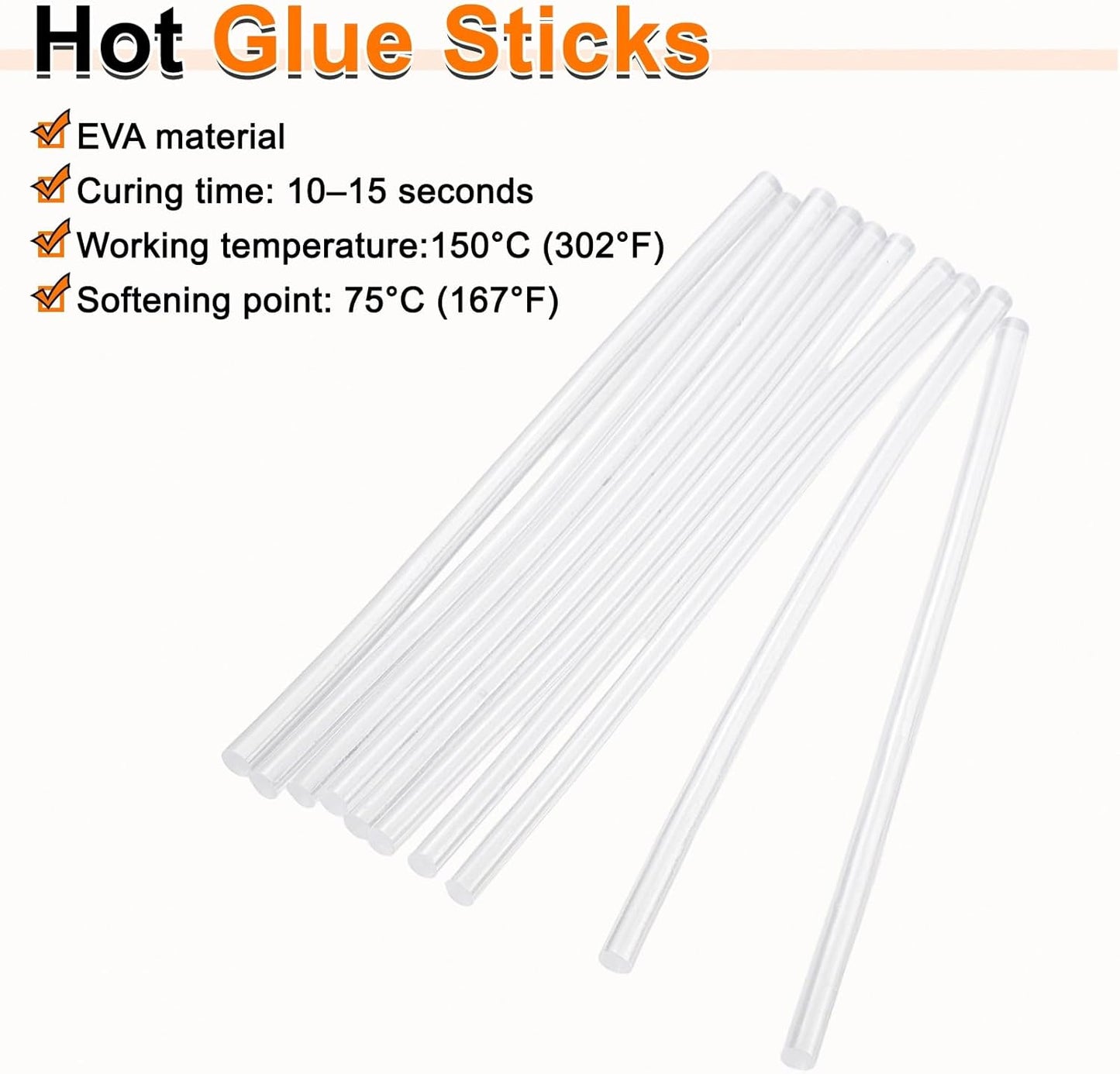 HARFINGTON 10pcs Hot Glue Sticks 0.28" Dia x 3.94" Long EVA Mini Hot Melt Adhesive Glue Stick for Hot Melt Gun Wood Plastic Glass Flowers Fabrics Foam, Clear