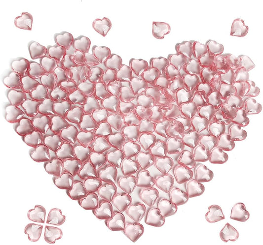 200 Pcs Pink Acrylic Heart Shaped Crystals, 0.9 Inch Heart Crystal Rhinestones, Diamond Fake Gems for Vase Fillers,Table Scatters,Wedding Centerpieces,Birthday,Bridal Shower,Engagement Party