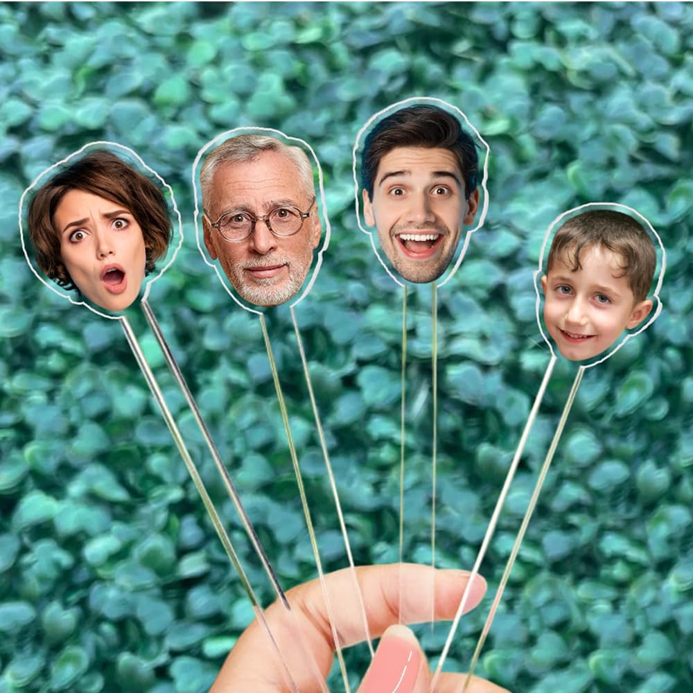 50 Pcs Personalized 50th to 90th Birthday Face Photo Drink Stirrers, 60th 70th 80th Birthday Party Decorations, Custom Face Cutout Stir Sticks, Decor for Retirement, Graduation Parties