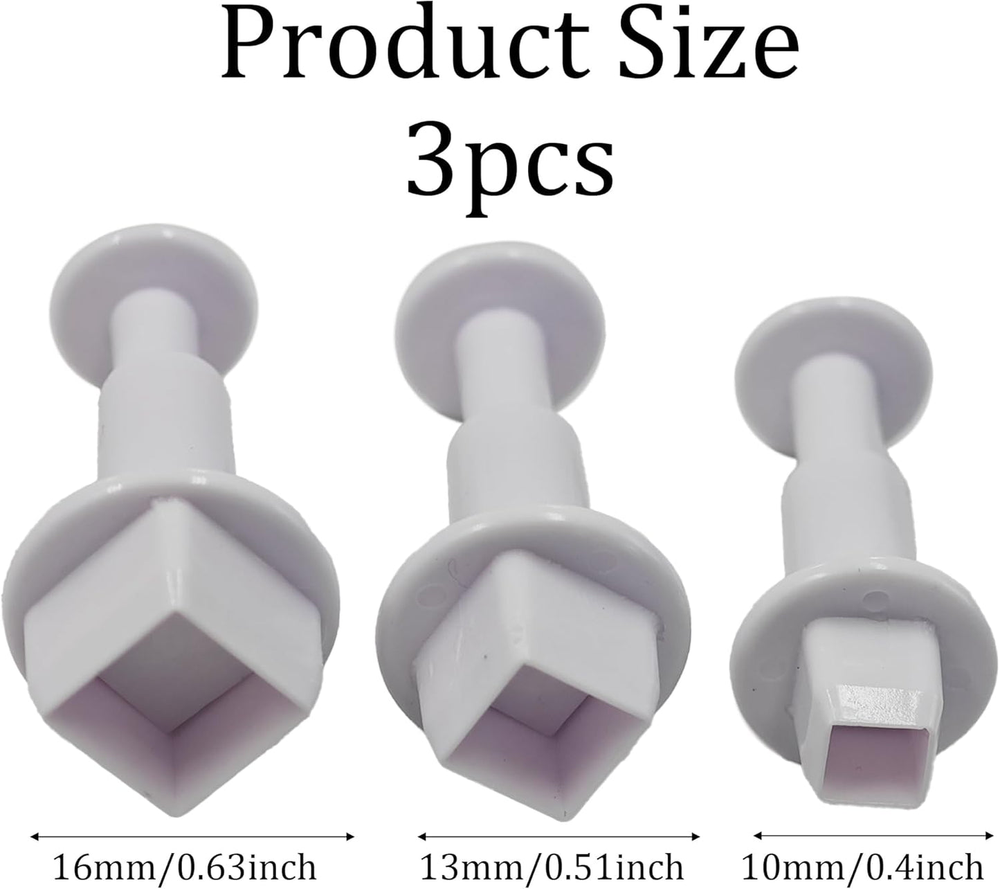 pson 3Pcs Plunger Cookie Cutter Set, Mini Plastic Biscuit Molds for Cake Decorating, Baking, Fondant, and DIY Crafts(Square)