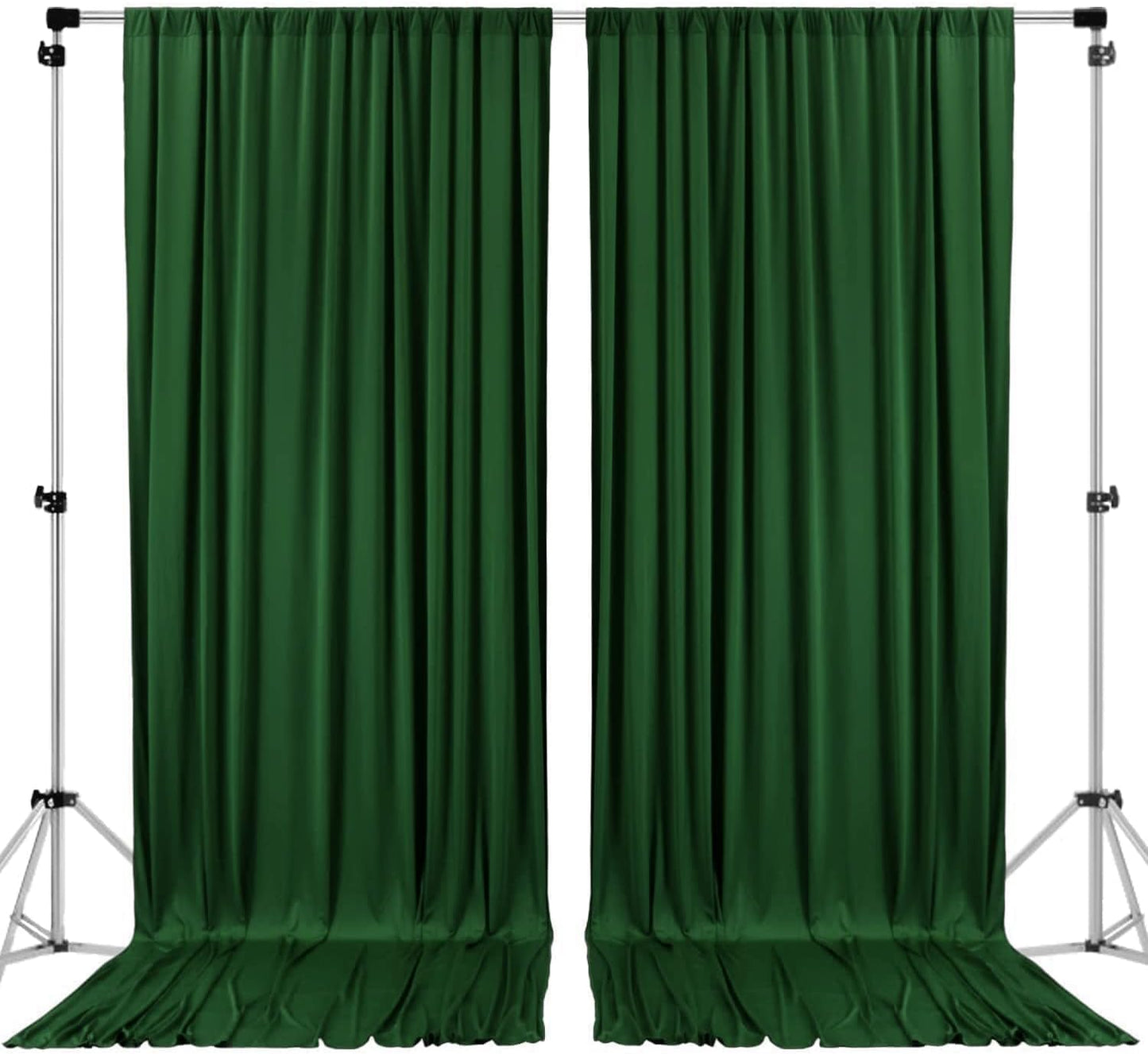 AK TRADING CO. 10 feet x 8 feet IFR Polyester Backdrop Drapes Curtains Panels with Rod Pockets - Wedding Ceremony Party Home Window Decorations - Hunter Green