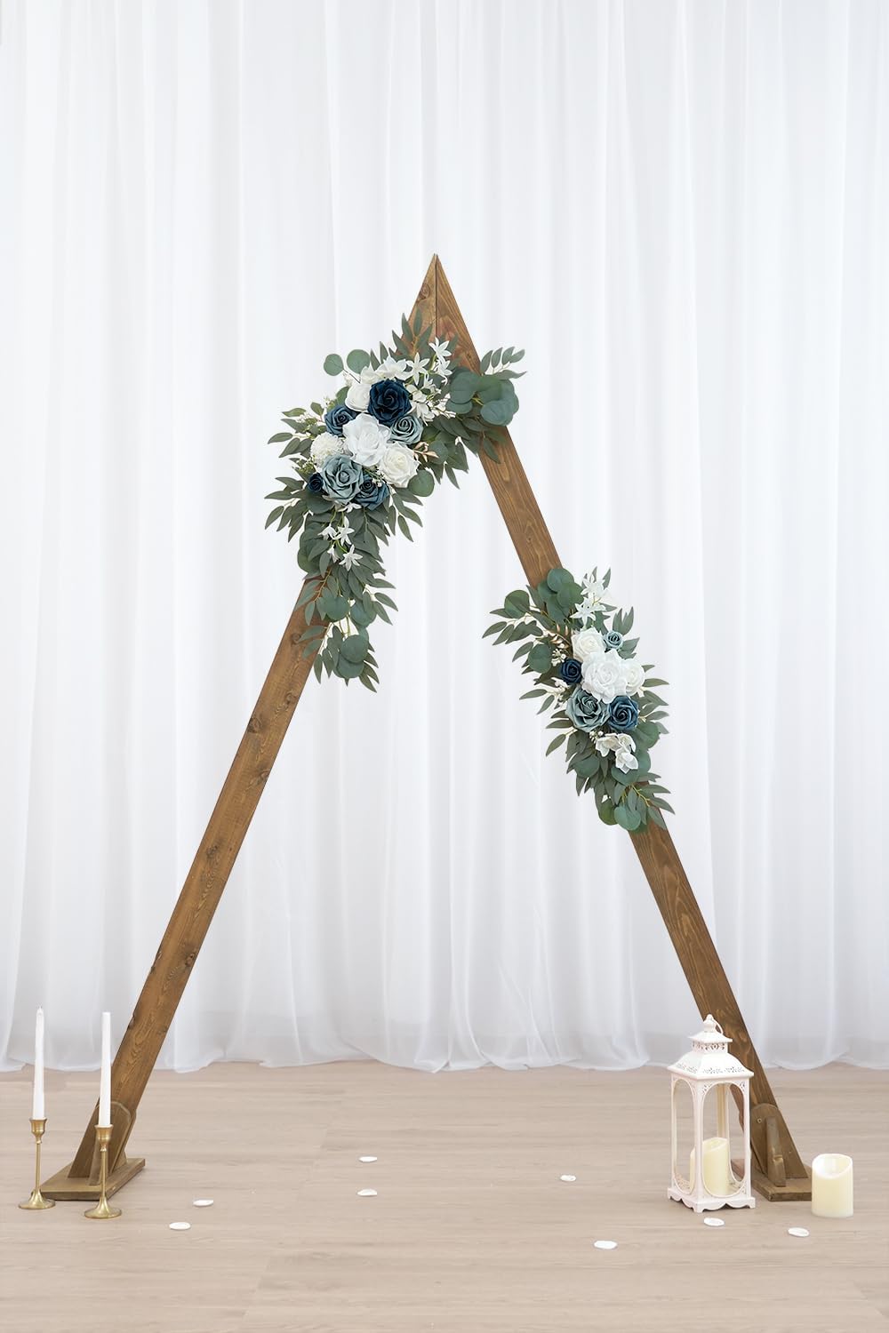 Dusty Blue Flower for Wedding Welcome Signs Decorations, Artificial Wedding Arch Flowers for Wedding Ceremony (Set of 2)