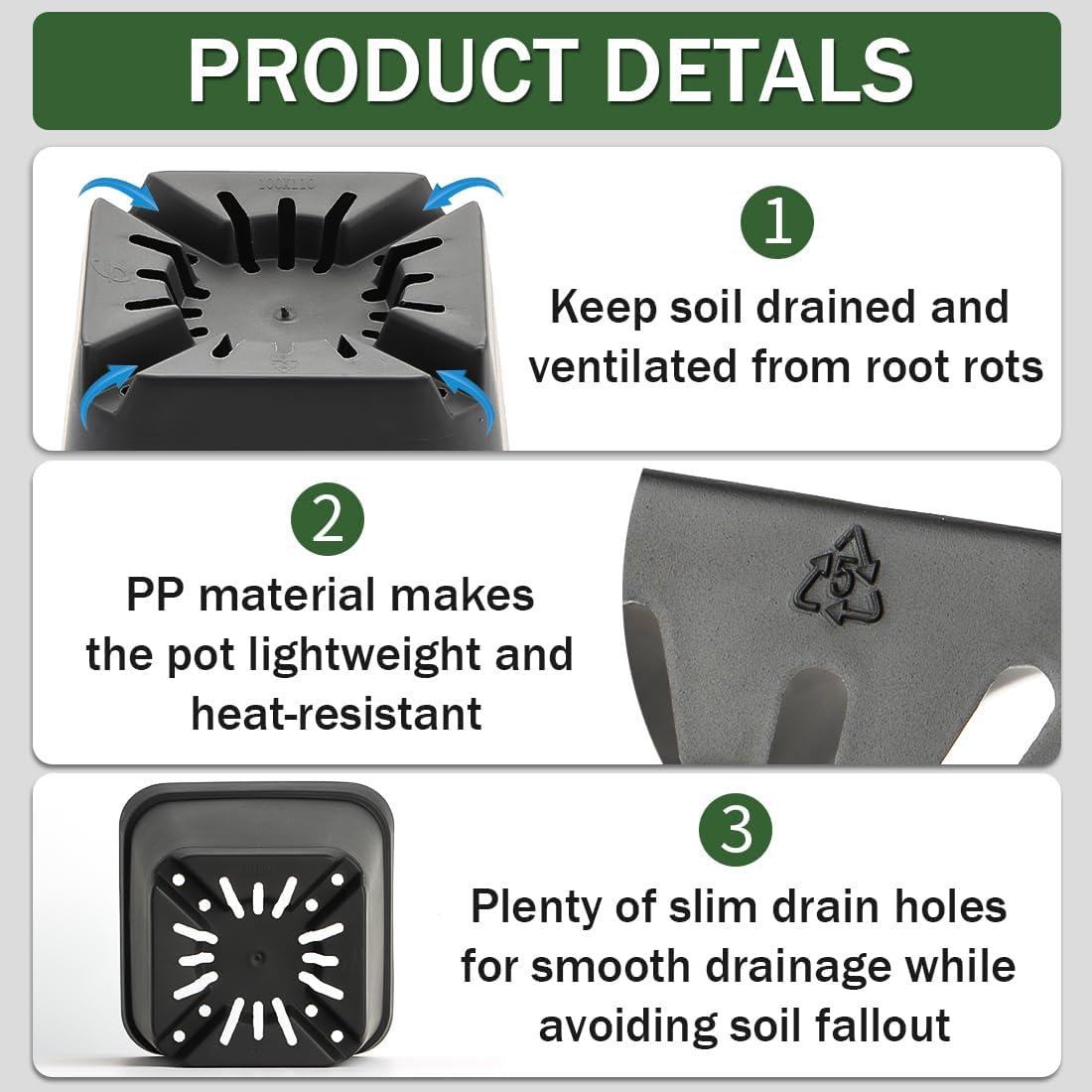 Small Plant Pots 3.5 Inch, 120 Pcs Nursery Pots with Drainage Holes, Durable Plastic Succulents Pots for Seedlings, Cuttings (Black)