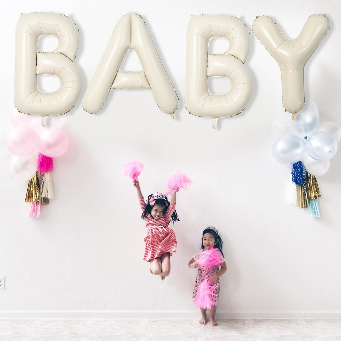 Cream Name Balloon Letters, Large Mylar Helium Alphabet T Custom Balloon Letter Beige Decor, 40 Inch Inflatable Sand White Letter T Foil Customize Balloons for Girls Birthday Party Decoration Supplies