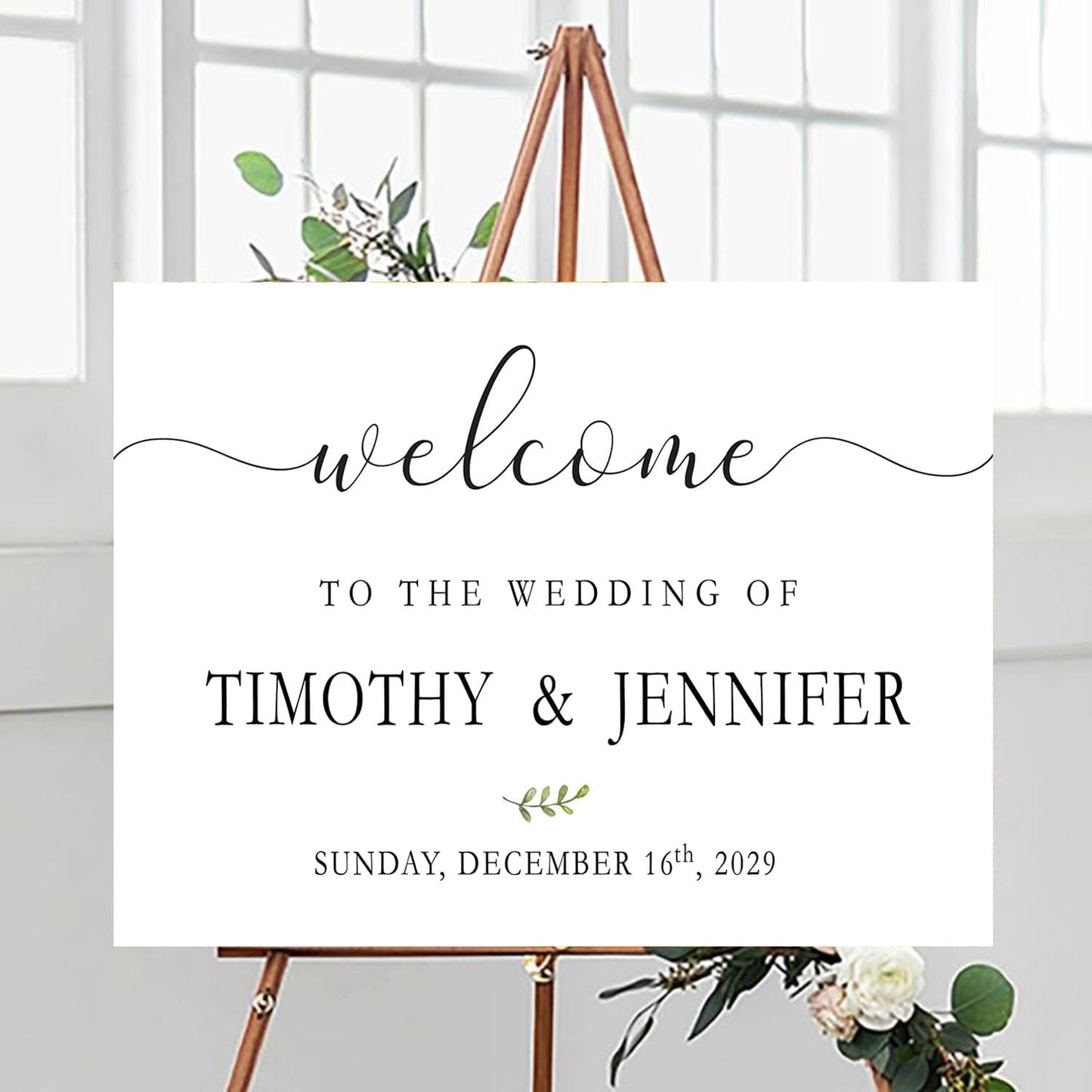 Custom Wedding Welcome Sign, Rustic Wedding Signs, Wedding Decorative Signage, Welcome Sign For Wedding Entrance, Greenery Floral Theme Wedding Sign Decoration