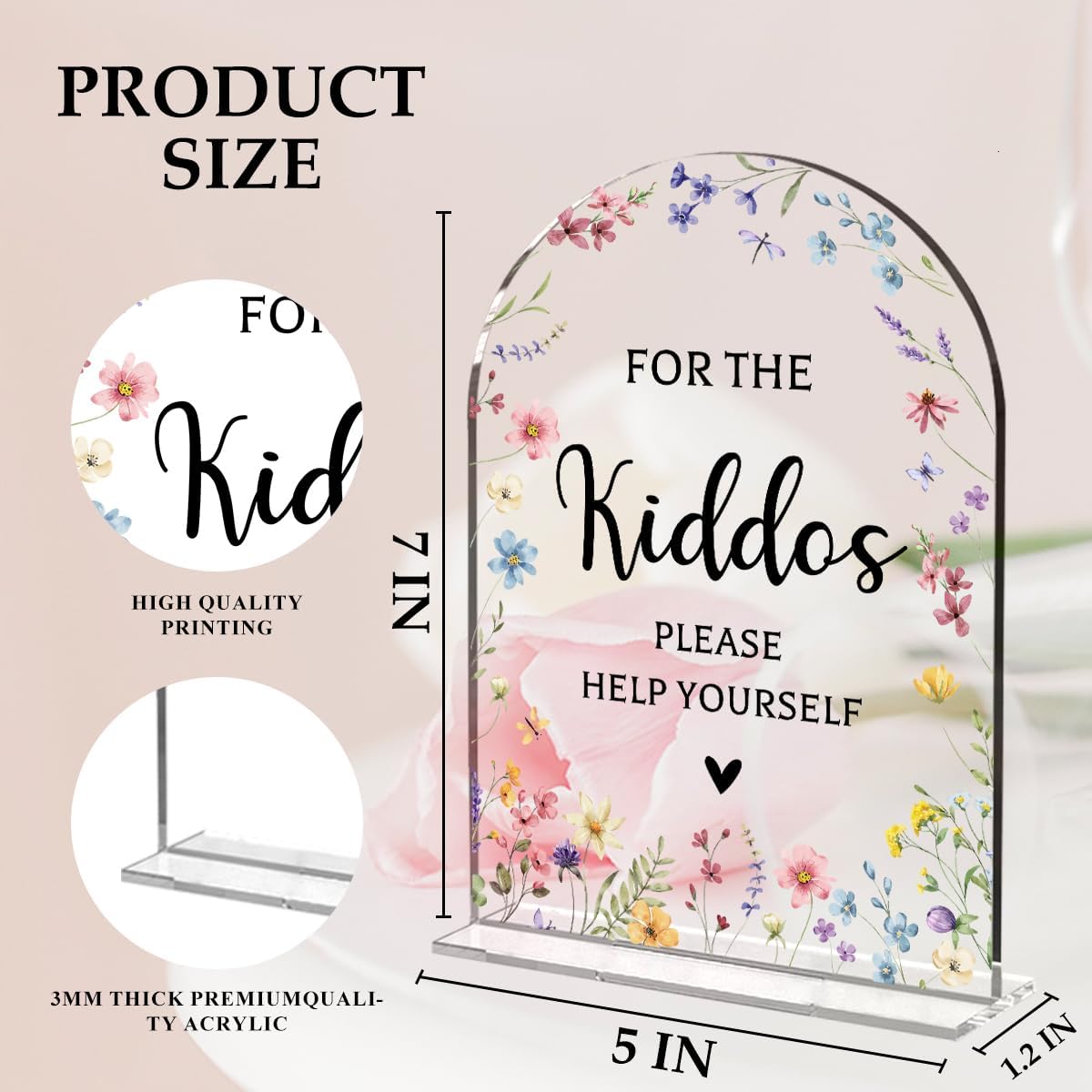 Wedding Sign，For The Kiddos Wedding Sign, Weddings Supplies 5x7 Inch, Kids Wedding Activities Acrylic Plaque, Please Help Yourself Sign, Wedding Signs for Ceremony And Reception decorative-signs184