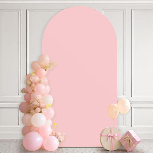Ledido Wedding Arch Backdrop Cover 6FT Arch Covers Fitted Stretchy Spandex Round Top Stand Backdrop Cover for Wedding Banquet Ceremony Birthday Party Baby Shower Event Decoration,Pink