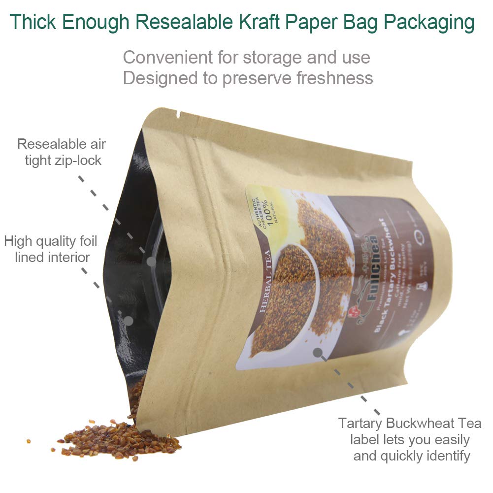 FullChea - Himalayan Tartary Buckwheat Tea - Roasted Black Buckwheat - Loose Leaf Herbal Tea - Caffeine Free - NON-GMO - Gluten Free - 100% Natural 8oz / 226g