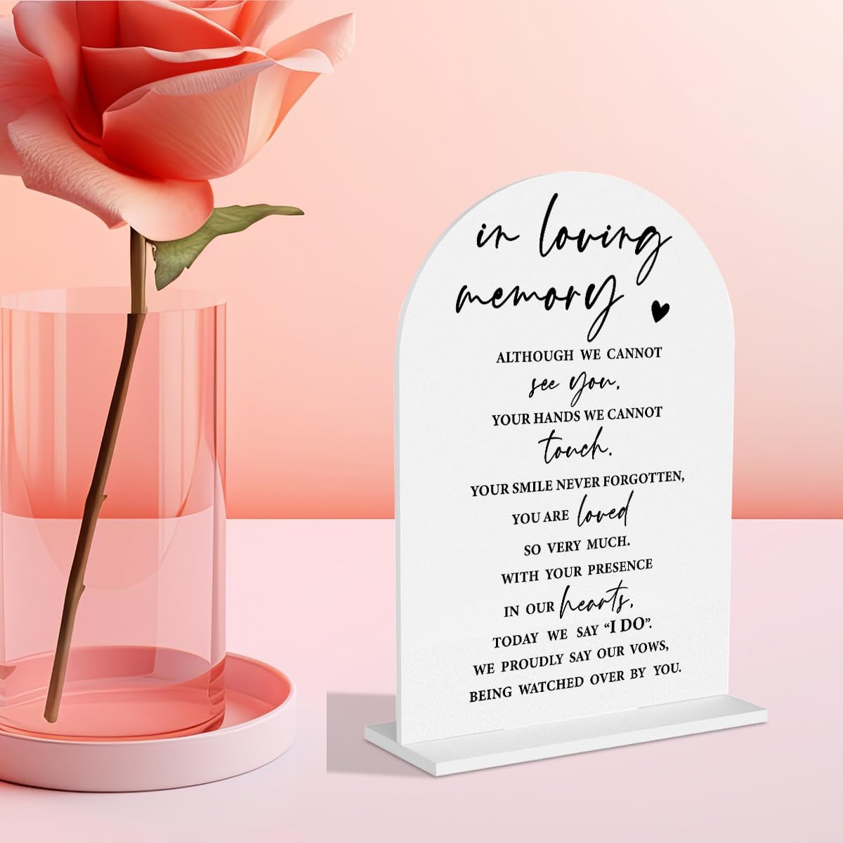 Wedding Memorial Sign Rustic Wedding White Acrylic Gift Table Sign for Ceremony and Reception, Acrylic Memorial Signs Gifts for Marriage Reception Signs