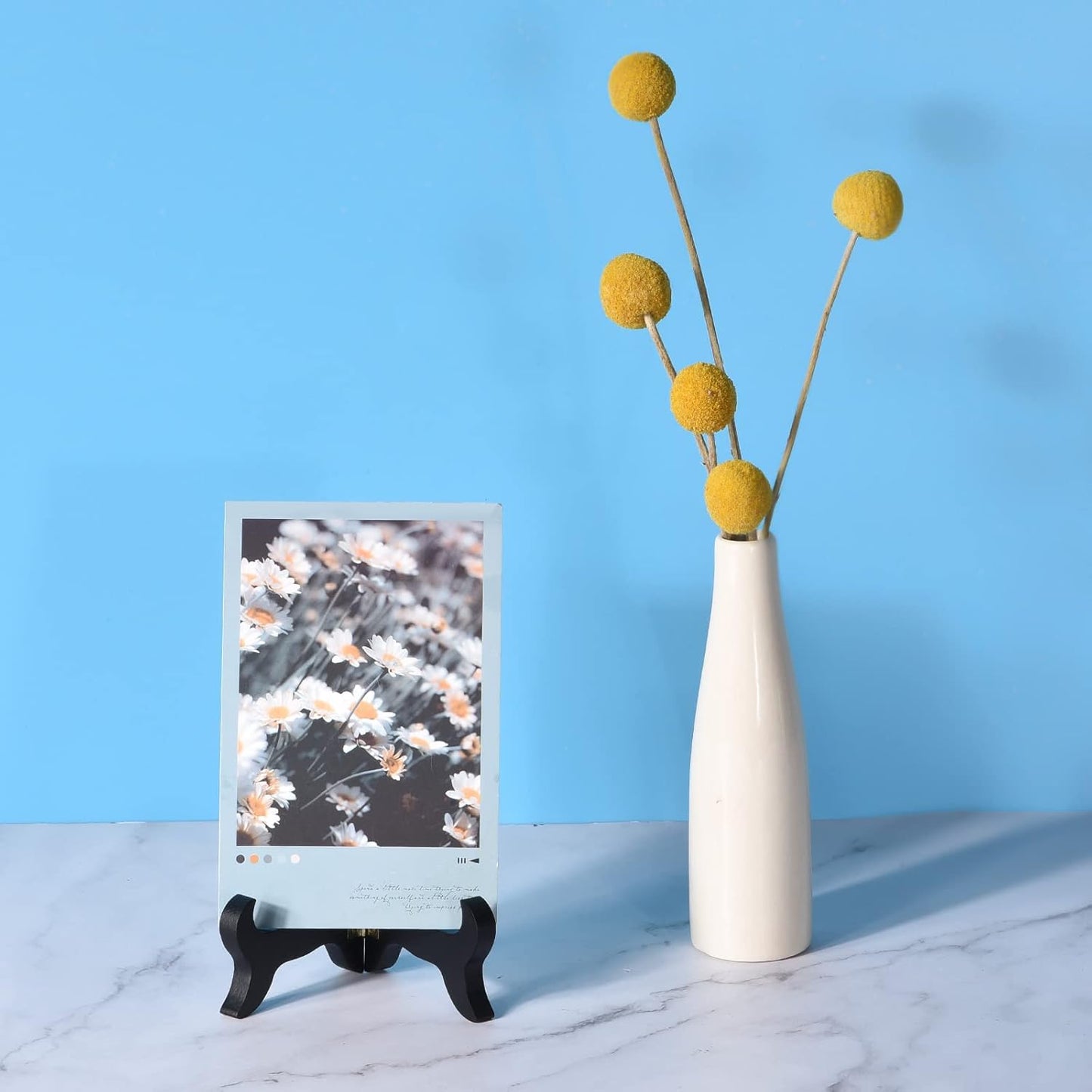 uxcell 5" Easel Plate Holder, Wooden Folding Display Stand Black for Decorative Picture Frame