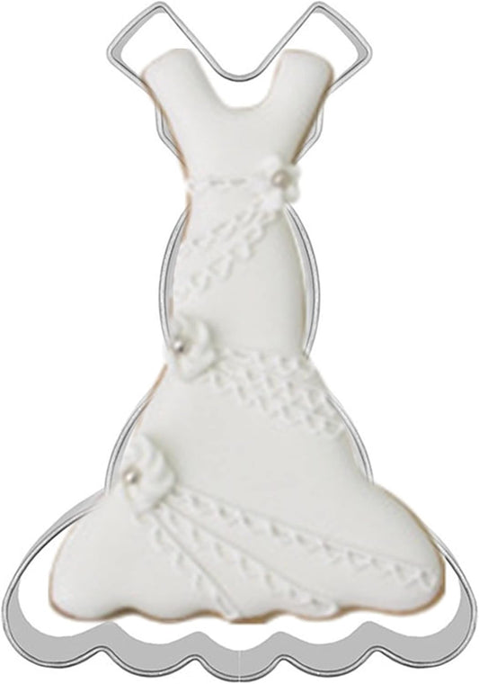 Large Size Dress Shaped Cookie Cutter, Stainless Steel Sleeveless Mermaid Fishtail Princess Wedding Dress Cookie Cutter, 4.7 Inches