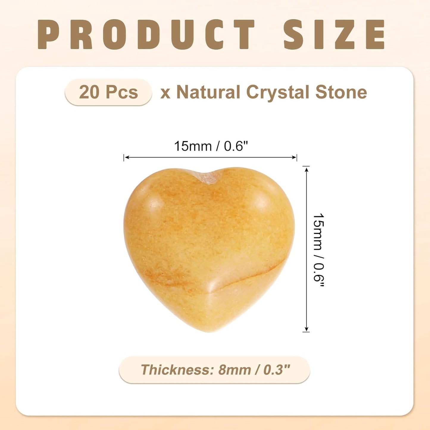 PATIKIL 20 Pcs Natural Heart Shaped Crystal Stone, 0.6 Inch Mini Polished Love Gemstone Crystal, Pocket Rock Engraved Worry Stones for Women Gifts Meditation, Yellow