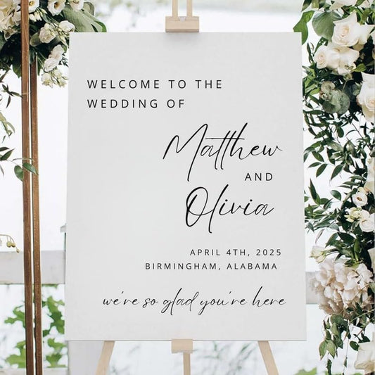 Modern We're So Glad You're Here Welcome Sign - Custom Printable Wedding Sign