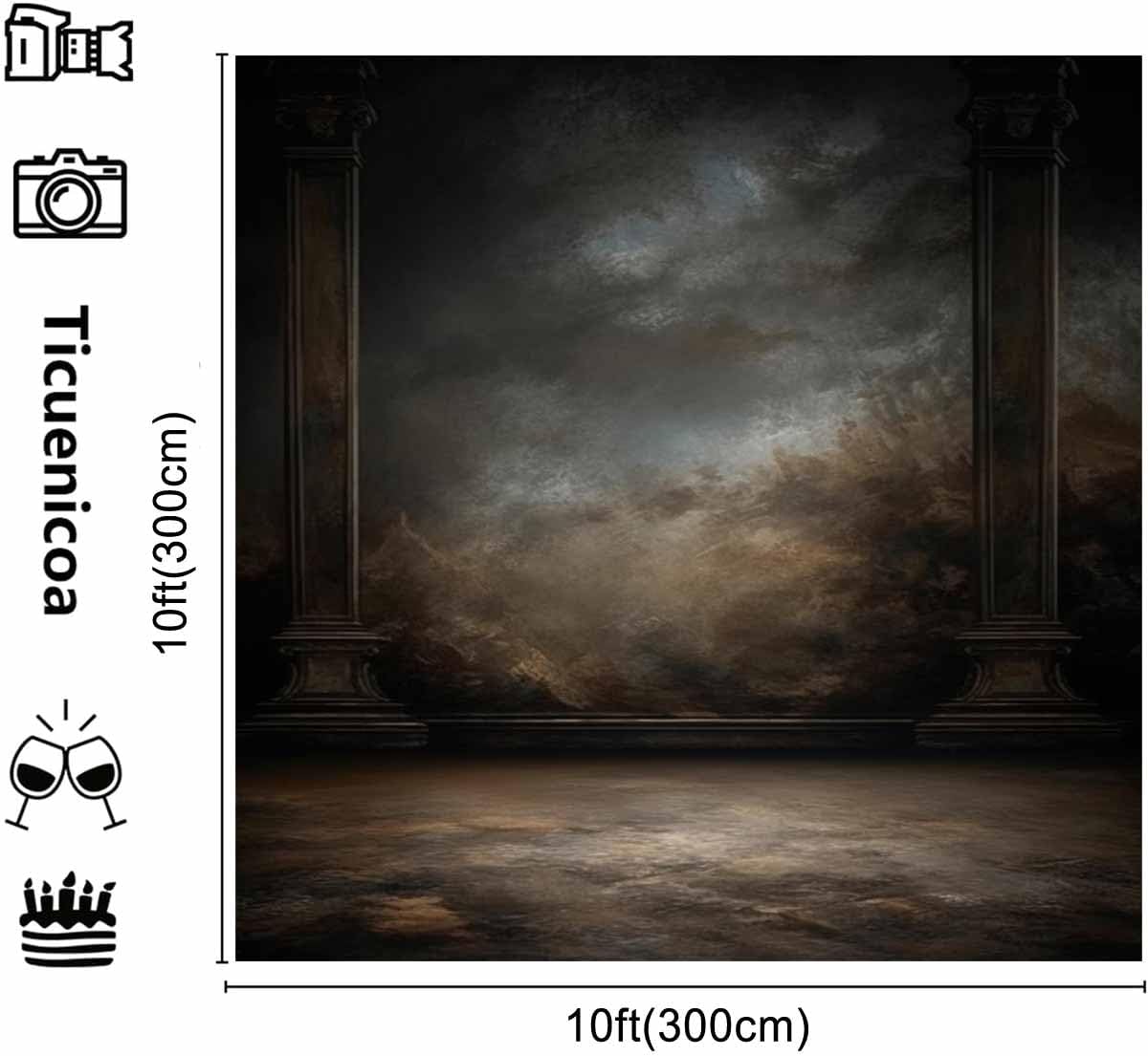 10x10ftDark Vintage Photography Backdrops Portrait Photo Backdrop Wedding Bridal Show Birthday Background for Studio Props