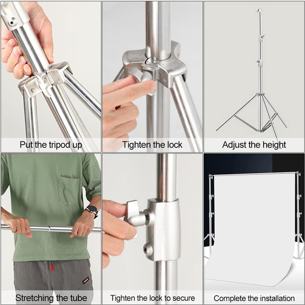 Stainless Steel Backdrop Stand 9.5ftx10ft Photo Stand for Backdrop Video Adjustable Background Support Stands for Portrait & Studio Photography, Photoshoot, Parties, Baby Shower, Birthday, Wedding