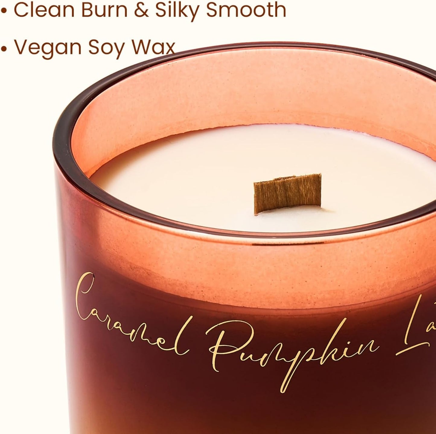 M&SENSE 16.6oz Natural Soy Large Jar Candle with Wooden Wick | Caramel Pumpkin Latte Scent | 95-Hour Burn & Long-Lasting Burn | Housewarming Gift for Men and Women