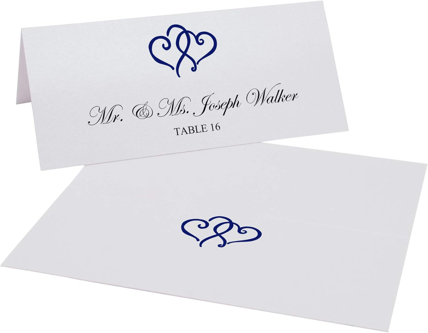 Linked Hearts Place Cards, Navy (Choose Color), Set of 150, Pre-cut and Scored - Wedding, Party, Dinner, and Special Events - Made in the USA