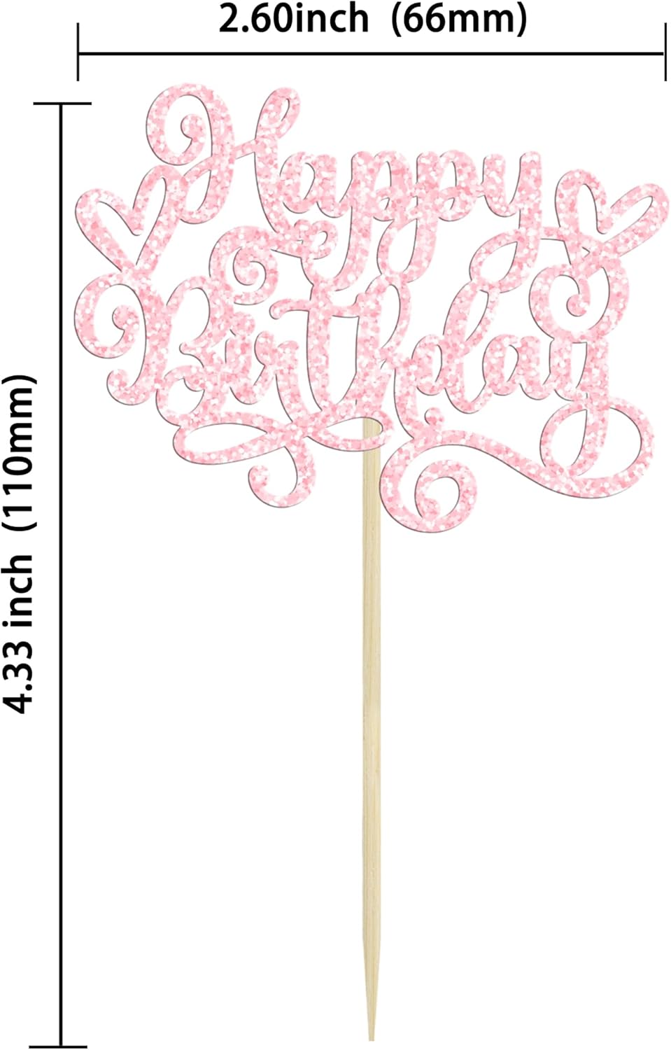 Gyufise 24Pcs Happy Birthday Cupcake Toppers Glitter Happy Birthday Cupcake Picks for Celebrating Happy Birthday Anniversary Theme Party Cake Decorations Supplies Light Pink
