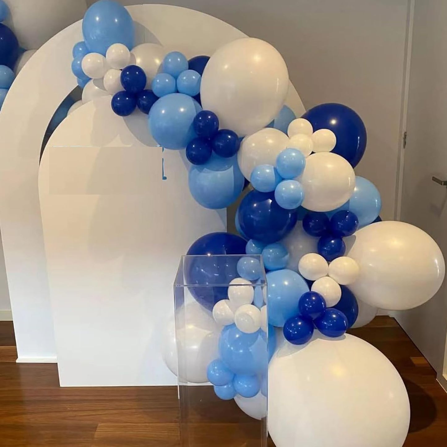 Blue and White Balloons Garland Arch Kit, Blue Balloon Arch Kit with Different Sizes for Baby Shower, Birthday, Graduation Party Decorations